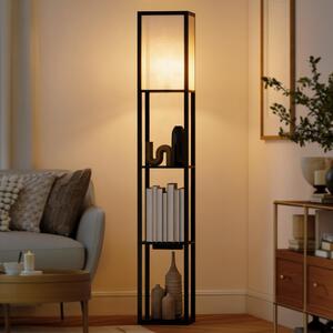 DecHome Lampada da Terra con Ripiani, Luce Regolabile, Interruttore a Pedale e Porte USB colore Nero