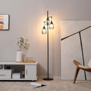 DecHome Lampada da Terra Industriale con 3 Paralumi e Intensit Regolabile, in Acciaio, 30x30x170.5 cm colore Nero