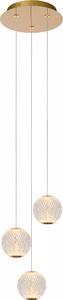 Lampada a sospensione rotonda tripla sfera di cristallo oro CINTRA LED 12.6W Lucide