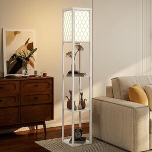 DecHome Lampada da Terra Moderna 2 in 1 con 3 Ripiani Attacco E27 26x26x160 cm colore Bianco