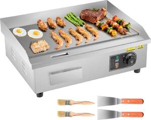 Piastra elettrica - Piastra di cottura professionale - 3200 W - 535 x 300 mm - Temperatura regolabile in continuo da 50 a 300 °C - Per uso professionale - Include 2 spatole, 2 spazzole e 4 piedini imbottiti
