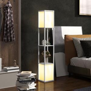 DecHome Lampada da Terra Moderna con 2 Paralumi e 2 Ripiani colore Bianco