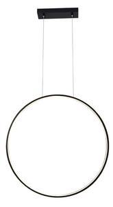 Lampada a sospensione moderna nera con anello verticale Ø87 cm, luce calda, AGARO LED 27W Shilo