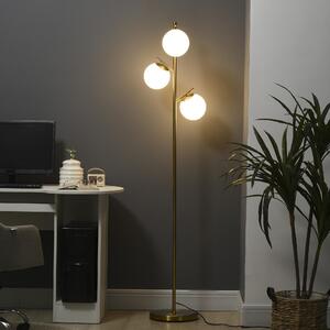 DecHome Lampada da Terra Moderna con 3 Luci in Vetro Piantana in Acciaio colore Oro