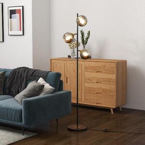 DecHome Lampada da Terra Moderna con 3 Luci in Vetro Piantana in Metallo colore Nero e Grigio