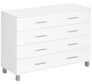 HOMCOM Cassettiera 4 Cassetti per Camera da Letto in Legno con Maniglie in Metallo, Bianco | Aosom Italy