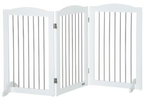 Cancelletto di Sicurezza per Cani Pieghevole 154x30x80 cm con 3 Pannelli in Legno Bianco