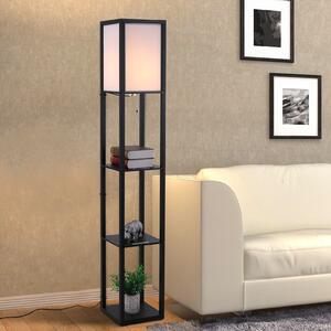 DecHome Lampada da Terra Moderna con 3 Ripiani Paralume Bianco colore Nero