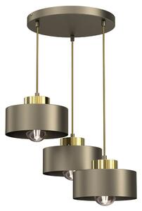 Lampada a sospensione rotonda Titanium gold 3 paralumi con elementi dorati lucidi Marti 3xE27 15W Luminex