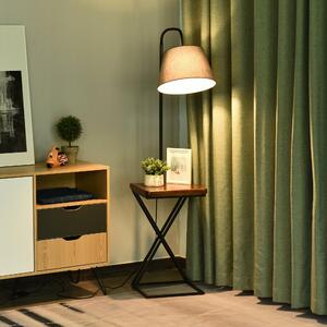 DecHome Lampada da Terra Moderna con Tavolino integrato e Caricatore Wireless colore Marrone