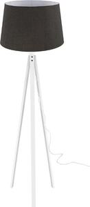 DecHome Lampada da Terra Stile Nordico in Legno Base a Tre Gambe con Paralume in Tessuto Attacco E27 Dimensioni 45x134,5 cm colore Nero - Deco