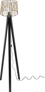 DecHome Lampada da Terra Stile Nordico in MDF Stelo Interruttore On/Off, Attacco E27, Paralume in Iuta Dimensioni 32x134,5 cm colore Nero - Deco
