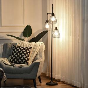 DecHome Lampada da Terra Vintage Stile Industriale 3 Luci Piantana in Metallo colore Nero