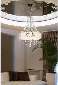 DecHome Lampadario a Sospensione Stile Moderno in Metallo e Vetro 3 Luci Sferiche Attacco E27 Pietre Effetto Cristallo Facile da Pulire Dimensioni 
