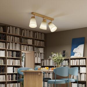 DecHome Lampadario da Soffitto con 3 Punti Luce Regolabili a 90 e Attacchi E27 colore Legno