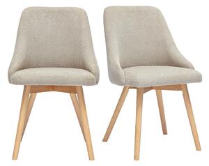 Sedie scandinave in tessuto ciniglia beige e legno chiaro (set di 2) HASTA