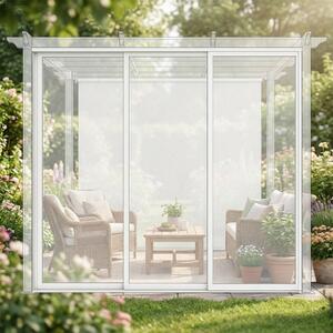 VivaGarden Laterale Scorrevole per Pergola Bioclimatica con Vetro 270 x 238 cm colore Bianco - GA802148-BIAN