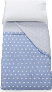 Italbaby Lenzuola Lettino Neonato Set in Cotone Federa + Sopra + Sotto con Angoli colore Azzurro - Starlette