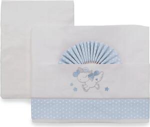 Italbaby Lenzuola Lettino Neonato Set in Cotone Federa + Sopra + Sotto con Angoli colore Azzurro - Unicorn