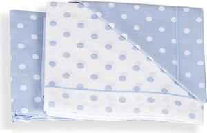 Italbaby Lenzuola Lettino Neonato Set in Cotone Federa + Sopra + Sotto con Angoli colore Azzurro - Pois