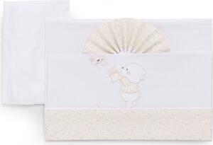 Italbaby Lenzuola Lettino Neonato Set in Cotone Federa + Sopra + Sotto con Angoli colore Avorio - Bear