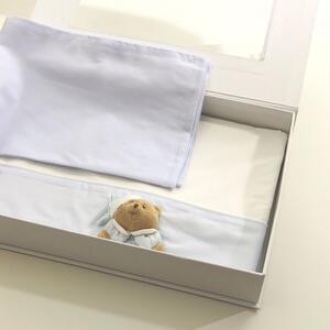 NANAN Lenzuola Lettino Mini Me Neonato Set Letto Federa + Sopra + Sotto colore Azzurro - Puccio