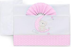 Italbaby Lenzuola Lettino Neonato Set in Cotone Federa + Sopra + Sotto con Angoli colore Rosa - Moon