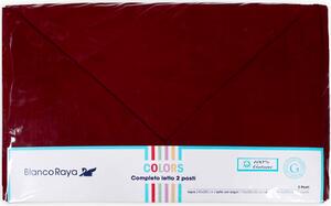 Blanco Raya Lenzuola Singole Completo Letto 100% Cotone Set: Lenzuolo Sopra 150x280 cm / Lenzuolo con Angoli 90x200 cm / 1 Federa colore Bordeaux -