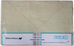 Blanco Raya Lenzuola Singole Completo Letto 100% Cotone Set: Lenzuolo Sopra 150x280 cm / Lenzuolo con Angoli 90x200 cm / 1 Federa colore Crema - Co