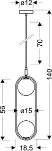 Lampada a sospensione art déco CORDEL - 2xG9, 28W, ottone / ambra