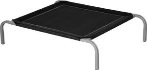 AllMyPets Lettino per Cani Rialzato con Seduta Traspirante in Metallo e Tessuto 90x65x20 cm colore Nero e Argento - 04S1BK