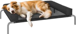 AllMyPets Lettino per Cani Rialzato di 19.5 cm con Cuscino a U in Poliestere e Acciaio 110x75x30 cm colore Nero/Argento - R438BK
