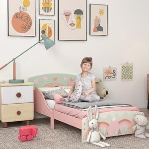 DecHome Letto per Bambini 3-6 Anni con Sponde Laterali Anticaduta 140x70 cm Fantasia con Animali colore Rosa
