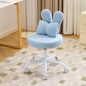 Sedia girevole con design a orecchie di coniglio, sedia per ufficio domestico, sedia da scrivania, 360°, blu