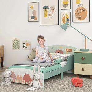 DecHome Letto per Bambini 3-6 Anni con Sponde Laterali Anticaduta 140x70 cm Fantasia con Animali colore Verde