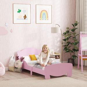 DecHome Letto per Bambini 3-6 Anni con Sponde Laterali Anticaduta 143.5x80x55 cm Testiera e Pediera a Orso colore Rosa