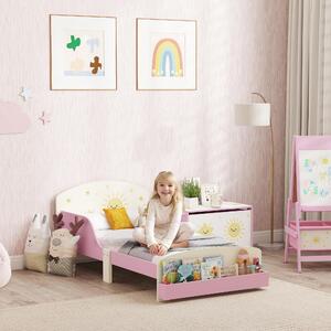 DecHome Letto per Bambini 3-8 Anni con Sponde Laterali Anticaduta e Contenitore 150x77x60 cm colore Rosa