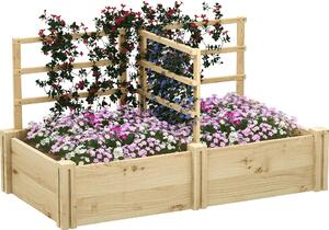 VivaGarden Letto per Orto con 3 Tralicci e 2 Fioriere in Legno di Abete con Fondo Aperto 119x62.5x64 cm colore Legno - R5290ND