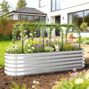 VivaGarden Letto per Orto Rialzato e Fioriera con Graticcio e Serra 200x60x103 cm colore Argento