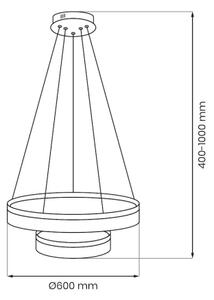 Lampadario LED a cavo GALA LED/54W/230V, diametro 60 cm, finitura dorata