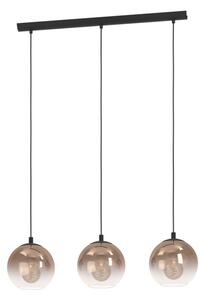 Eglo 901924 - Lampadario a cavo ARISCANI 3xE27/60W/230V nero/beige/fumé