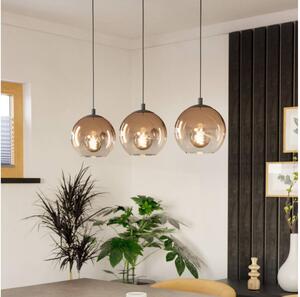 Eglo 901924 - Lampadario a cavo ARISCANI 3xE27/60W/230V nero/beige/fumé
