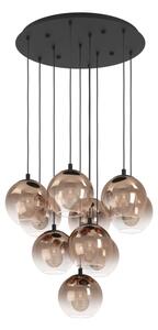 Eglo 901926 - Lampadario a cavo ARISCANI 10xE27/60W/230V nero/beige/fumé