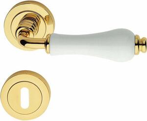 Linea Cal Maniglia Porta con Bocchetta tonda finitura in ottone e Ceramica - Serie Dalia