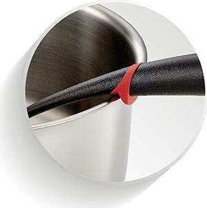 LAGOSTINA Mestolo in Silicone con Rivestimento Antigraffio Impugnatura Ergonomica a Mano in Plastica Lavabile in Lavastoviglie colore Nero e Rosso 