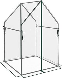 VivaGarden Mini Serra da Giardino con 2 Porte Avvolgibili e Copertura in PE 90x90x145 cm colore Trasparente - A1320CRAO82