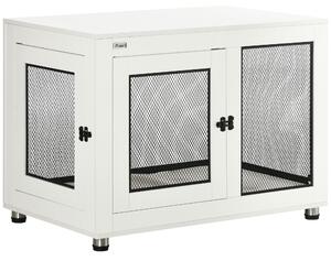 PawHut Casetta per Cani Taglia Grande con 2 Porte Bloccabili e Cuscino Lavabile, 94x60x71.5 cm, Bianco
