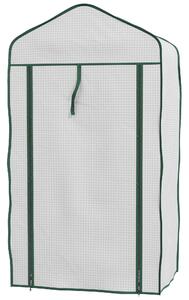 VivaGarden Mini Serra da Giardino con Copertura in PE 3 Ripiani e Porta Avvolgibile 59x39x127 cm colore Bianco - 1WTAM212
