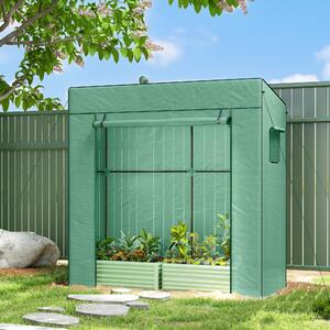 VivaGarden Mini Serra da Giardino per Piante con 2 Finestre Laterali a Rete e Ingresso Avvolgibile in PE e Acciaio 196x77x197 cm colore Verde