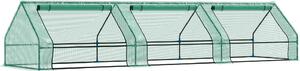 VivaGarden Mini Serra per Piante Impermeabile con 3 Ingressi Avvolgibili in Acciaio e PE 400x100x80 cm colore Verde - 1GNJ610